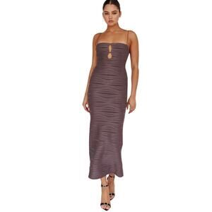 Saints & Secrets Ruched Pleated Maxi Column Dress – Size XS - Sexy Bodycon